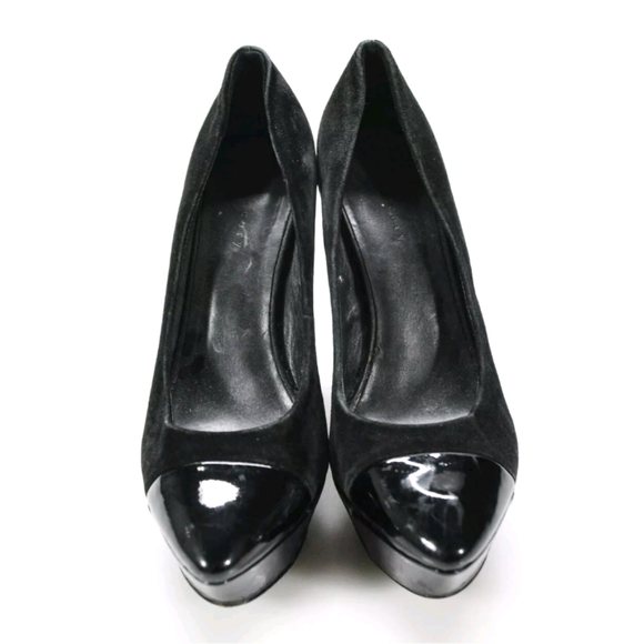 THEORY POINTED TOE SLIP ON HEELS PUMPS BLACK SZ 6 - Picture 2 of 5